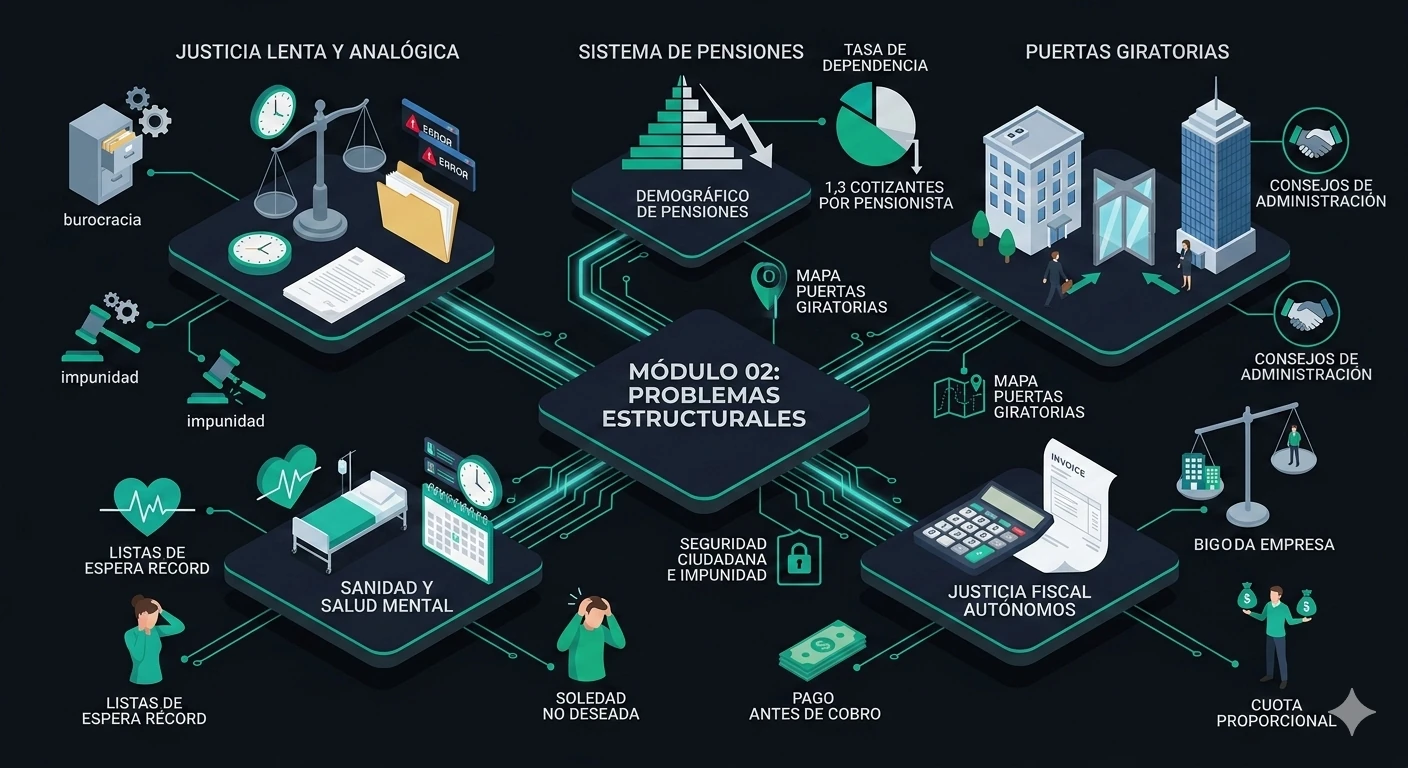 Infografía del módulo 02 sobre problemas estructurales del sistema