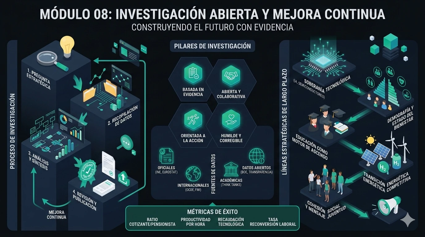 Infografía del módulo 08 sobre investigación abierta